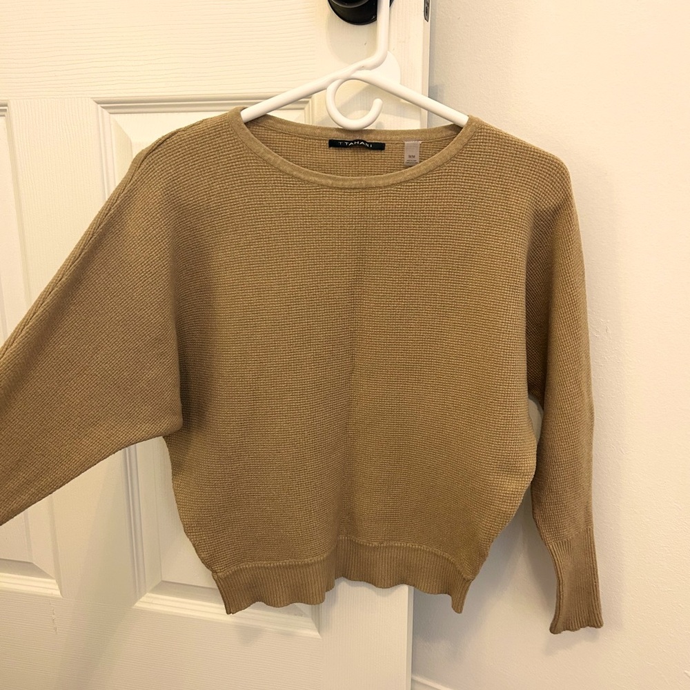 T Tahari Women's Camel Crew Neck Sweater
